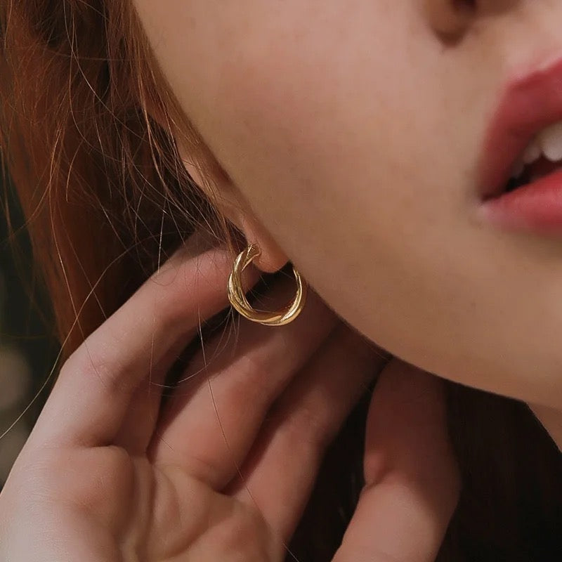 Golden Swirl Charm Earrings