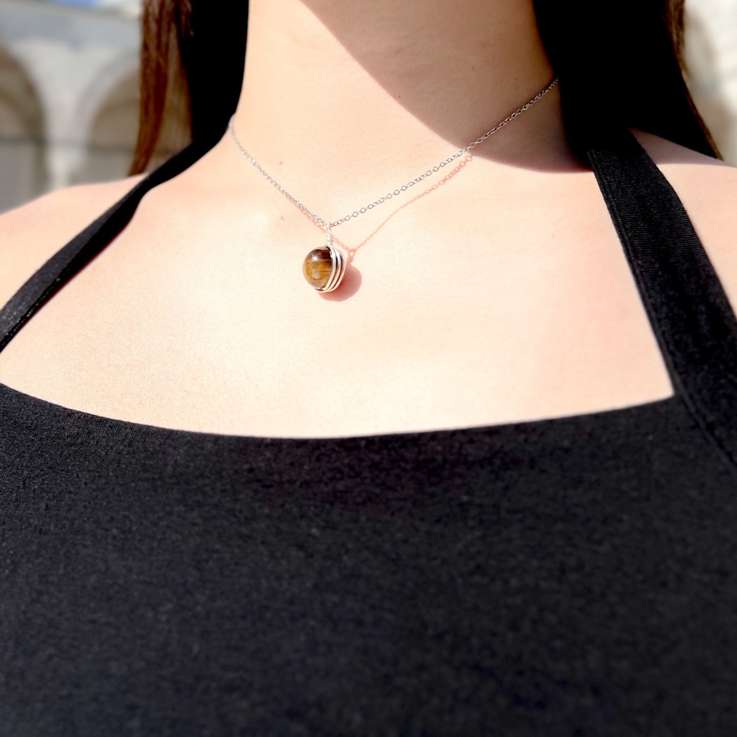 Tiger Eye Gemstone Necklace (304S)