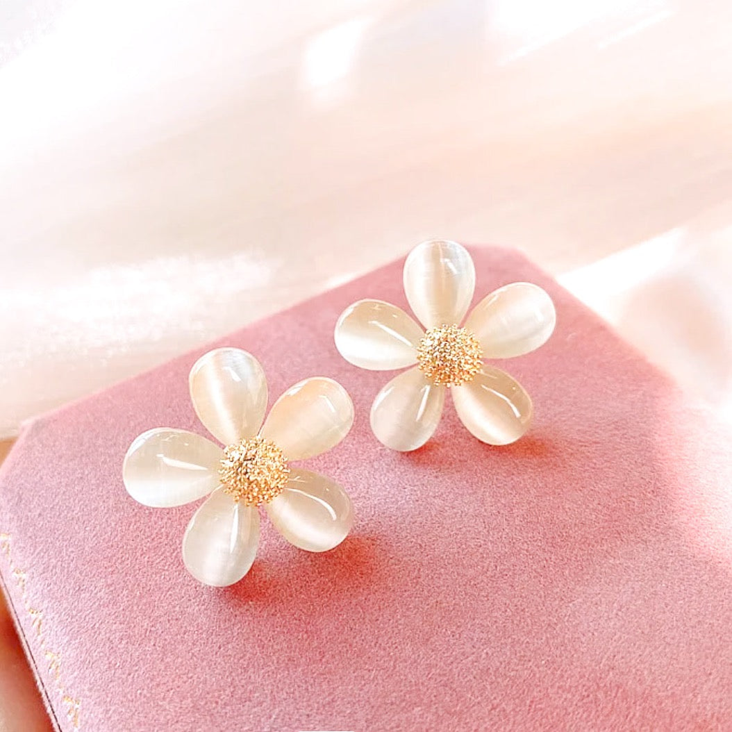 Opal Blessing Daisy Stud Earrings (925S)