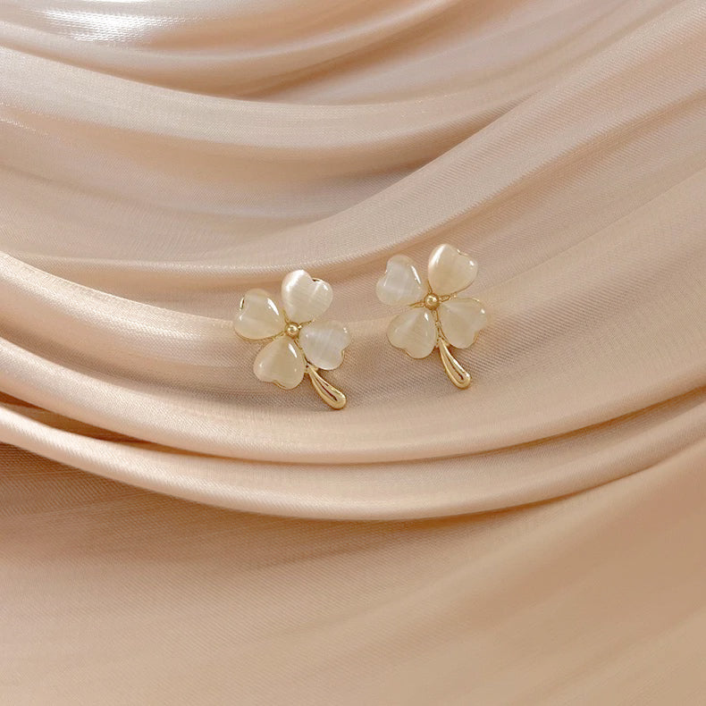 Opal Four Leaf Clover Stud Earrings (925S)
