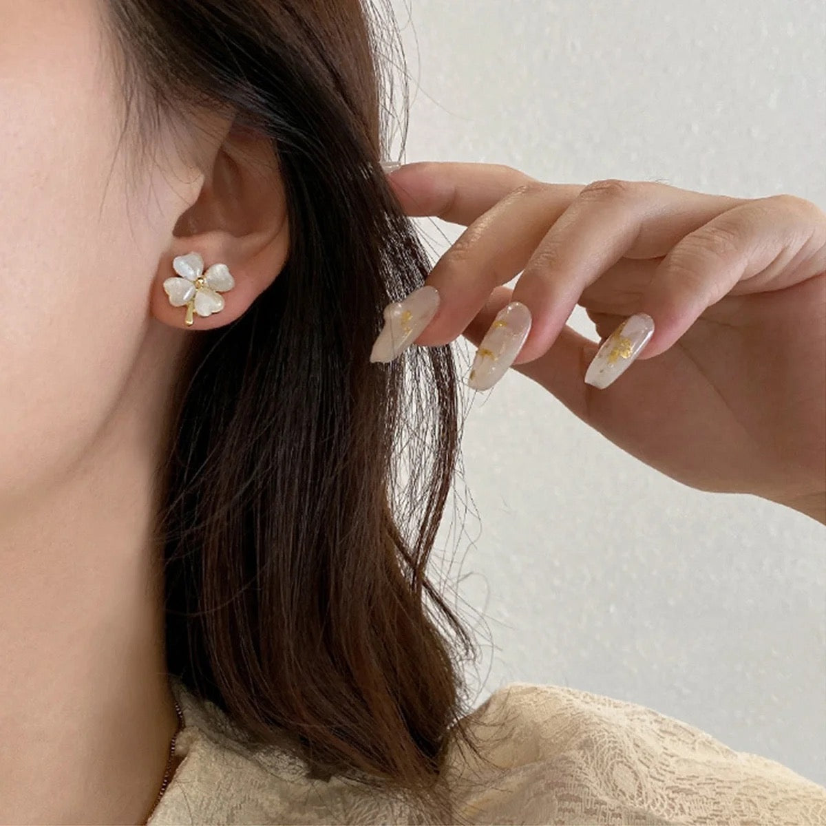 Opal Four Leaf Clover Stud Earrings (925S)