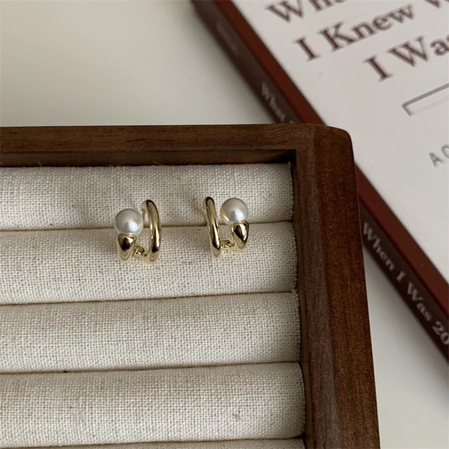 New Angel Wing Pearl Stud Earrings (925S)