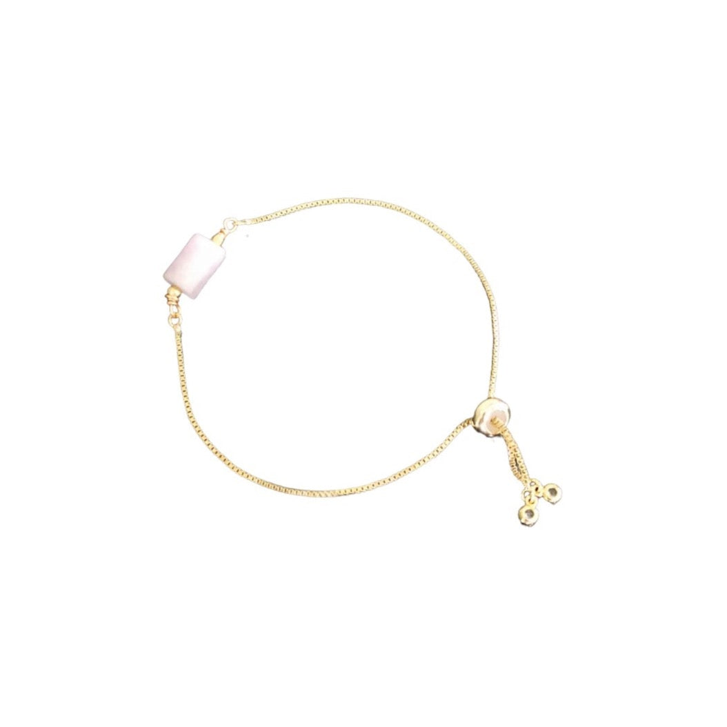 Kunzite Charm Adjustable bracelet (Silver/Gold)