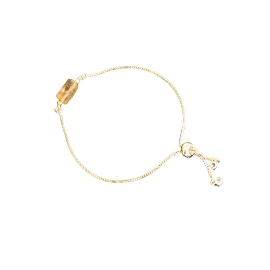 Sunstone Charm Adjustable bracelet (Silver/Gold)