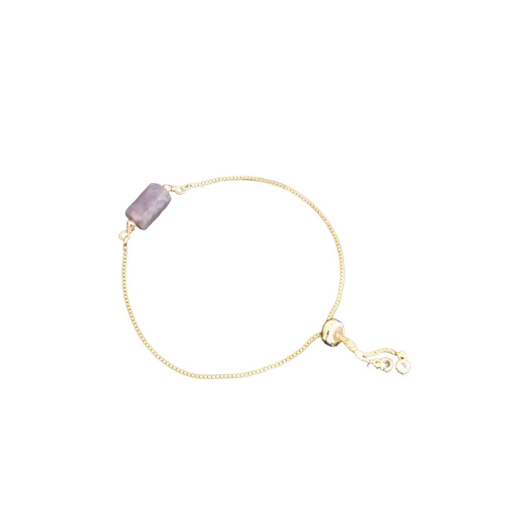 Amethyst Charm Adjustable bracelet (Silver/Gold)