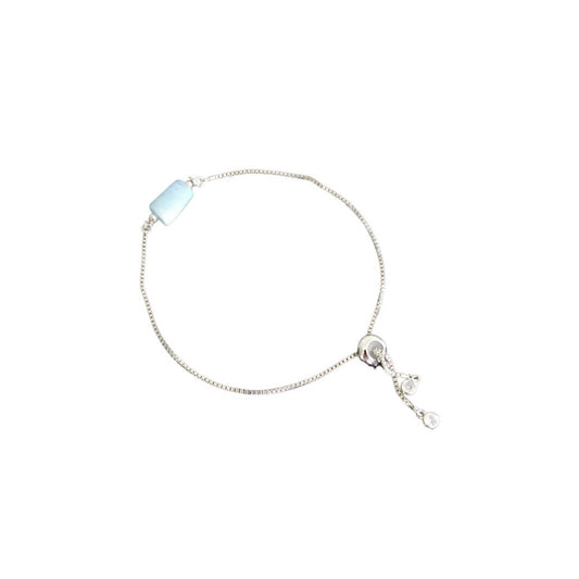 Aquamarine Charm Adjustable bracelet (Silver/Gold)