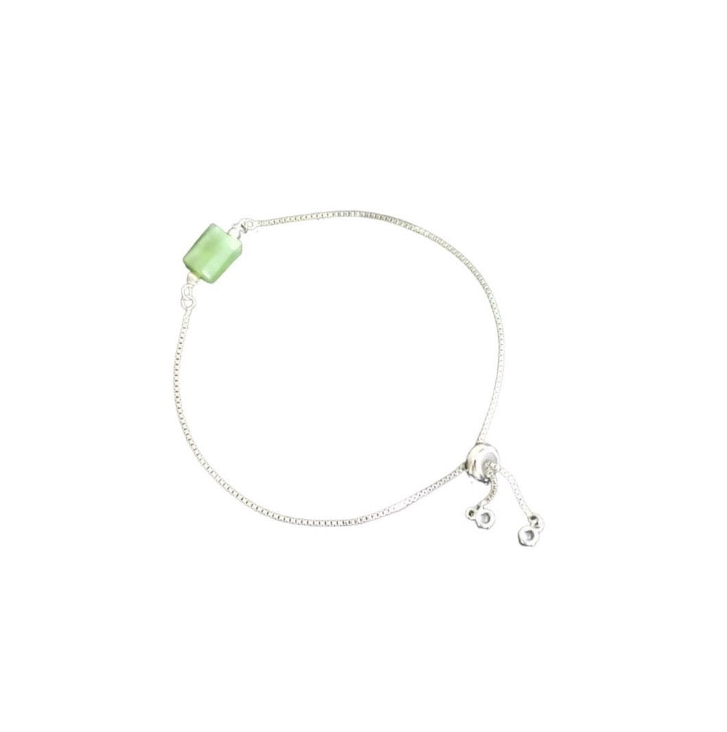 Jadeite Jade Adjustable bracelet (Silver/Gold)