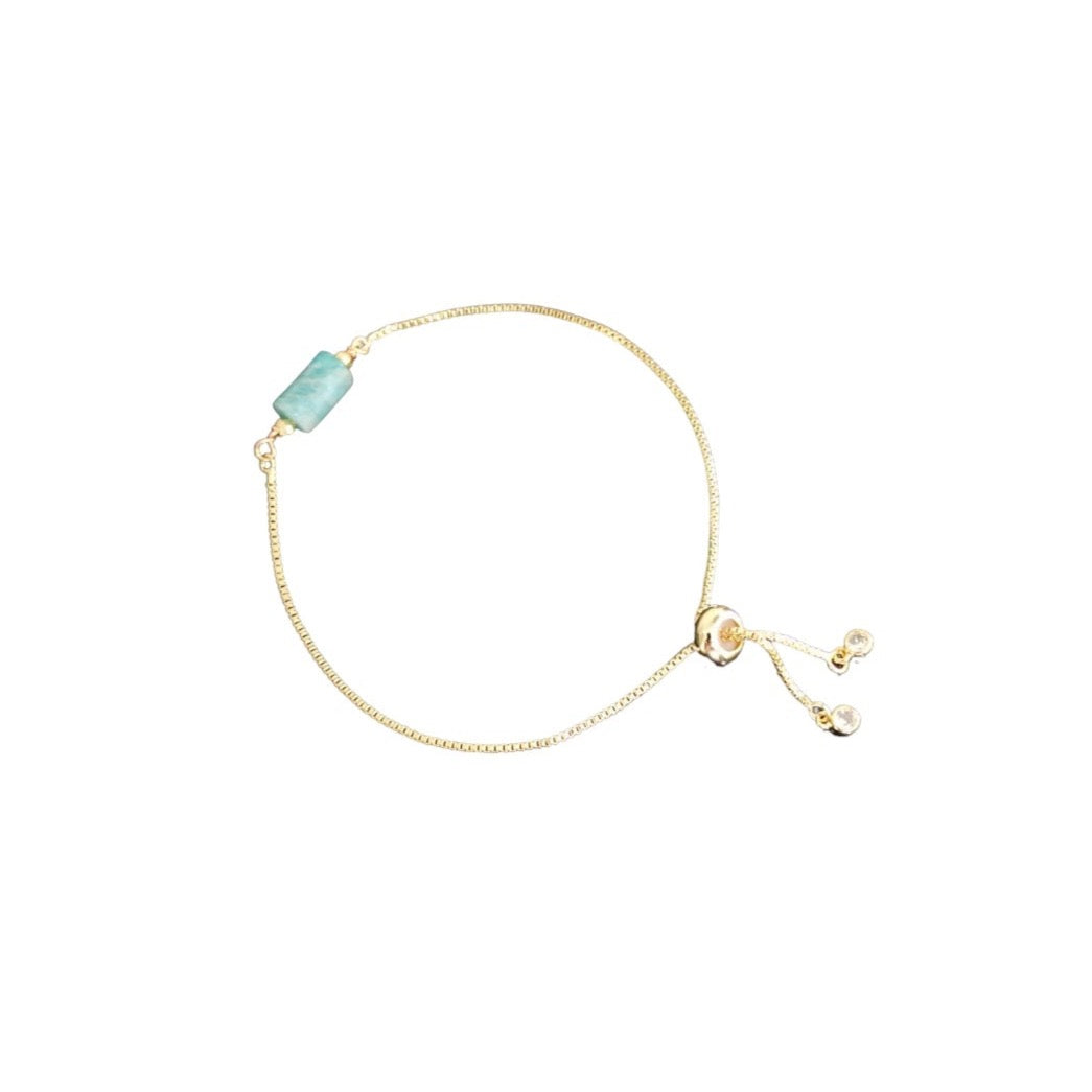 Amazonite Charm Adjustable bracelet (Silver/Gold)