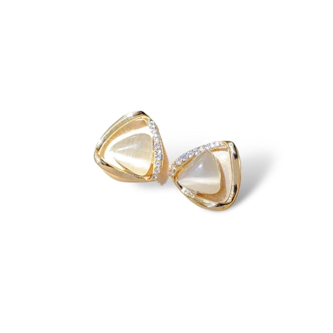 Opal Golden Triangle Stud Earrings (925S)