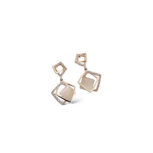 Premium Opal Daimond Quadrangle Earrings