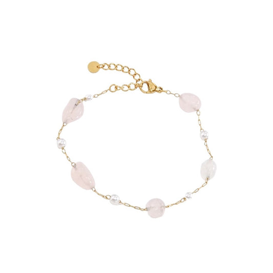 Rose Quartz Mini Pearl Bracelet