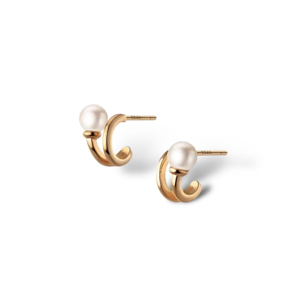 New Angel Wing Pearl Stud Earrings (925S)